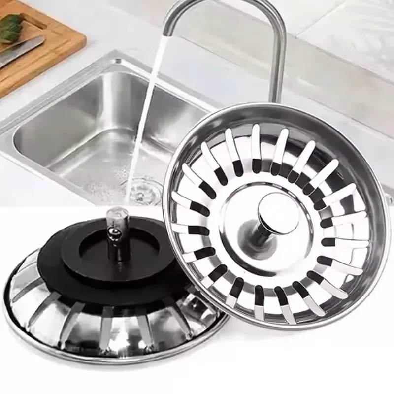Commercial Kitchen Bin - Roestvrijstalen gootsteenzeefplug Keukenafvalafvoer Filtermand Waterstopper Badkamer
