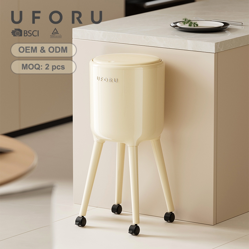 Commercial Kitchen Bin - UFORU Hoge staande prullenbak met wielen,